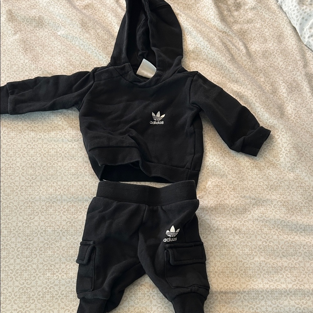 Adidas Infant Black Hoodie and Jogger Set